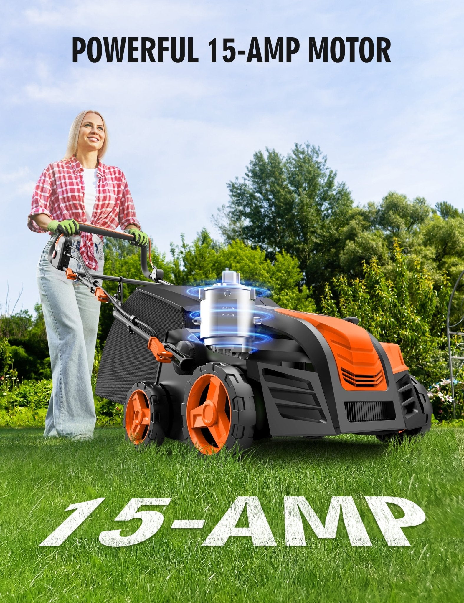 Aspiron 15Amp Artificial Grass Sweeper 16” Width Lawn Sweeper Yard Power Brush