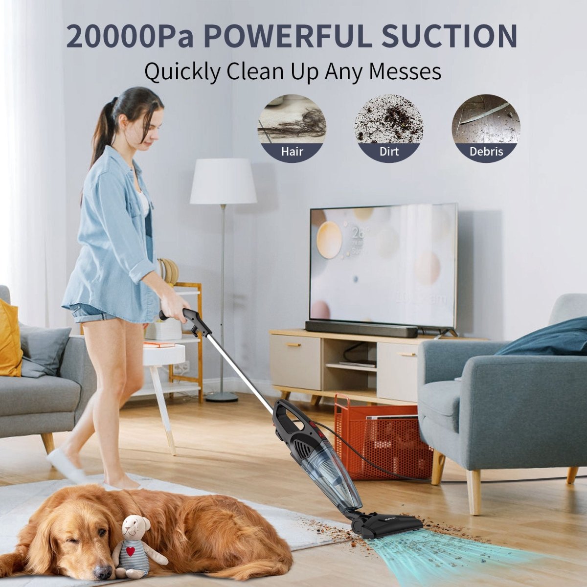 Aspiron 5-in-1 Lightweight Corded Stick Vacuum CA035,3-Stage Filtration