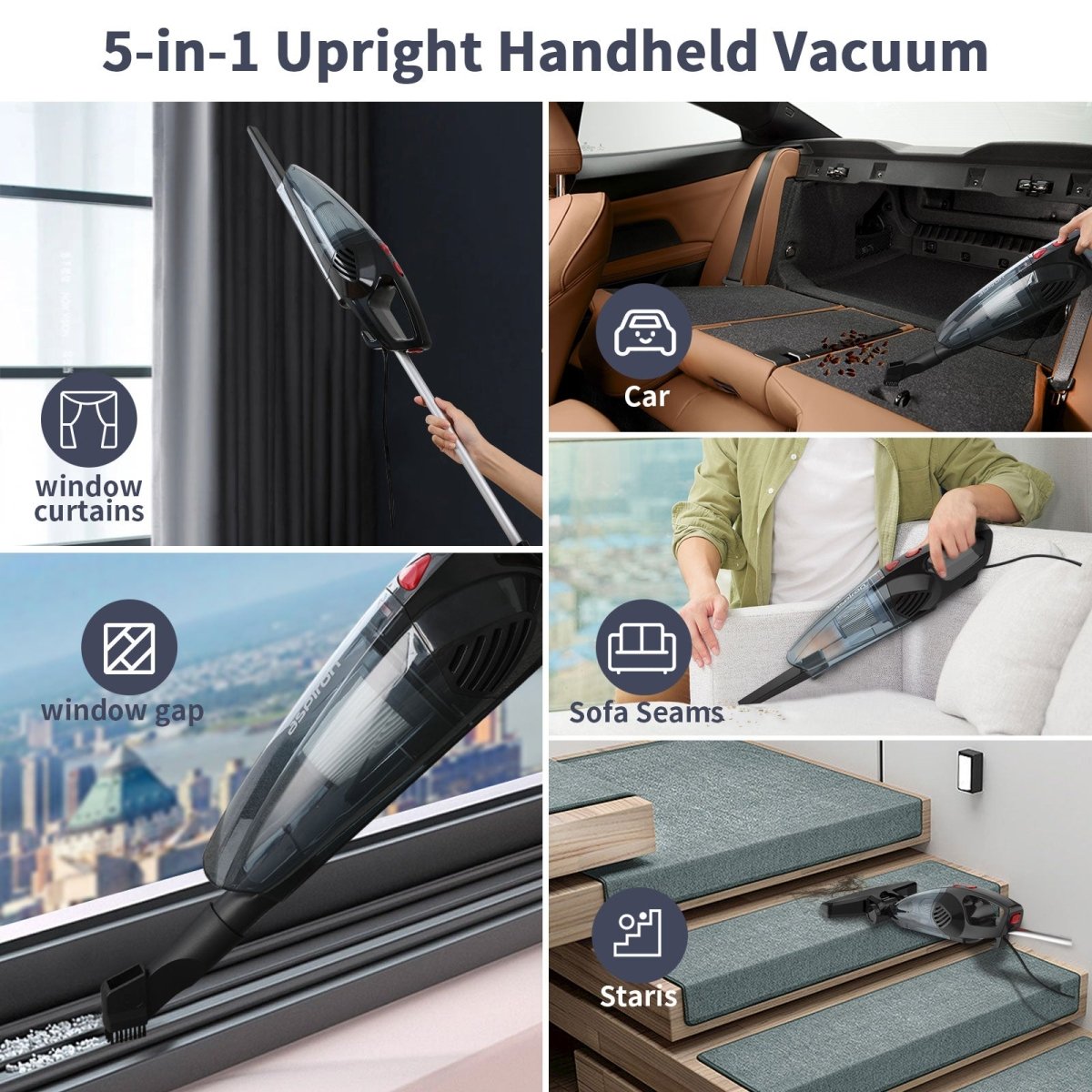 Aspiron 5-in-1 Lightweight Corded Stick Vacuum CA035,3-Stage Filtration