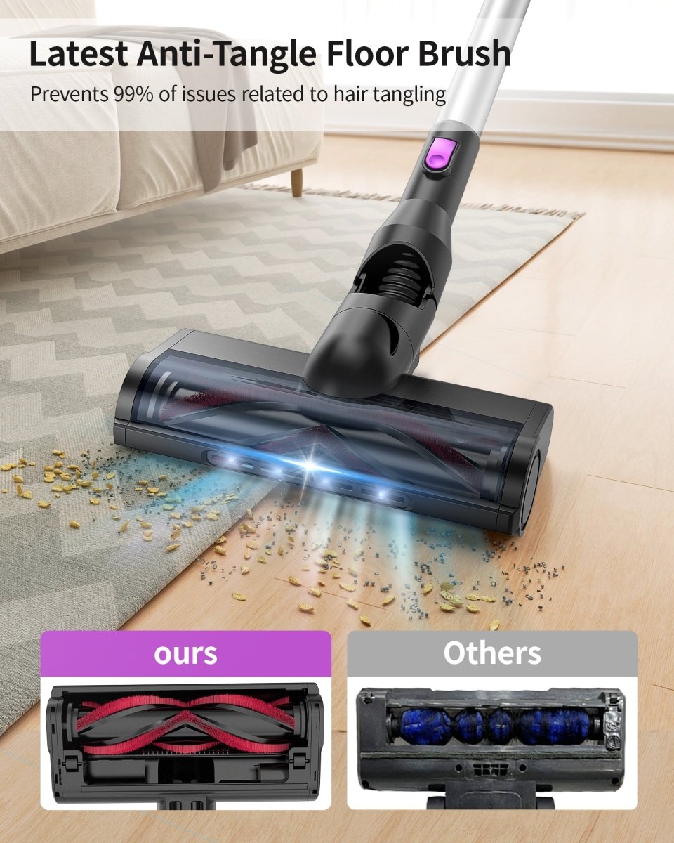 Latest anti-tangle floor brush prevents 99% of issues related to hair tangling