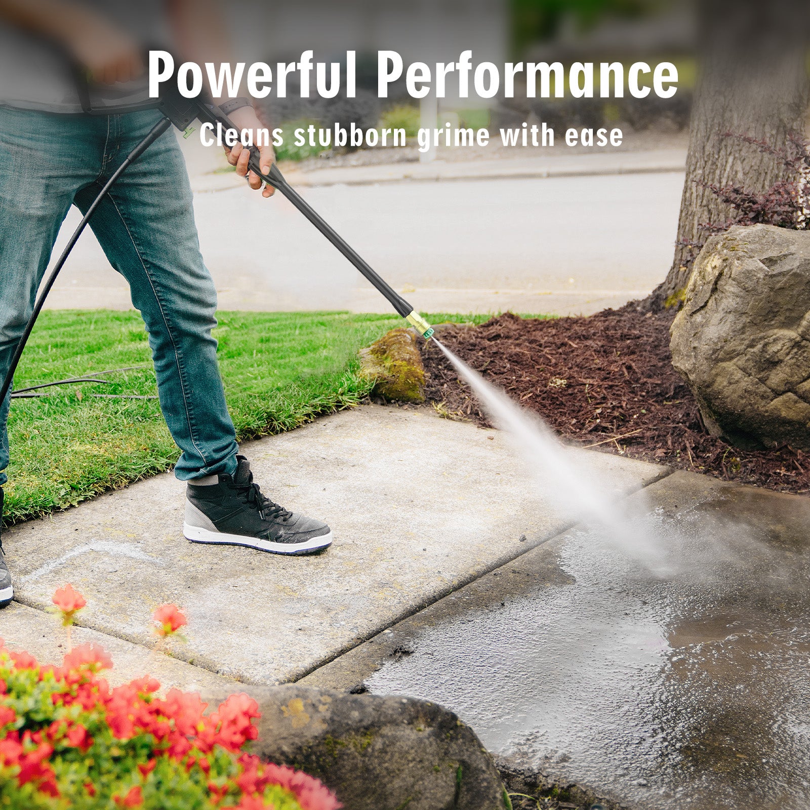 Aspiron SI-TH003 Power Washer Machine with Hose Reel, 4 Quick Connect Nozzles, Foam Cannon, for Cars, Patios, and Floor Cleaning