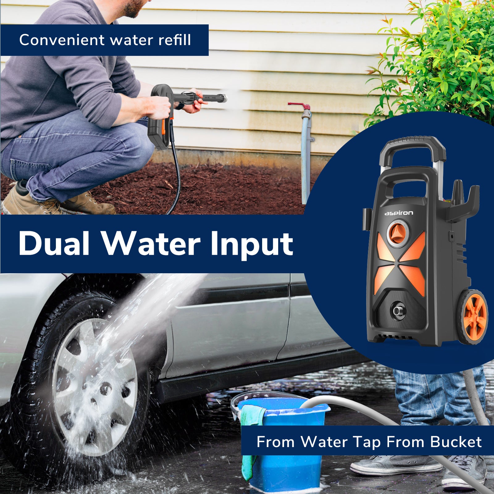 ASPIRON 3000 Max PSI 2.4 GPM Electric High Pressure Washer TH001, with 4 Quick Connect Nozzles