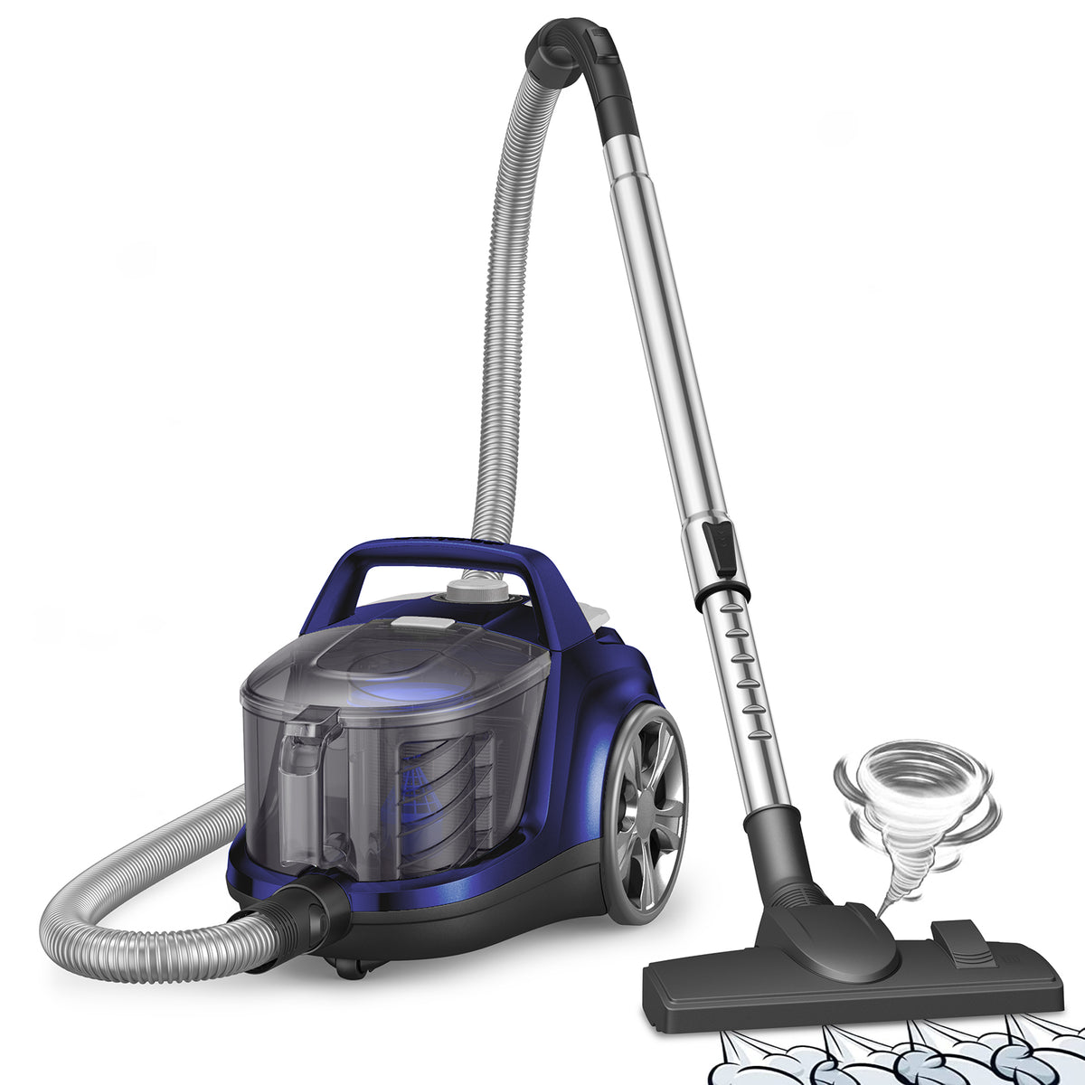 Aspiron® 1600W Bagless Vacuum Cleaner CA006, 3.7QT Capacity, Blue