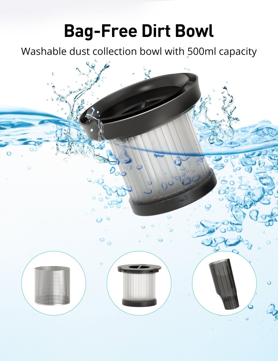 bag free dirt bowl washable dust collection bowl with 500ml capacity