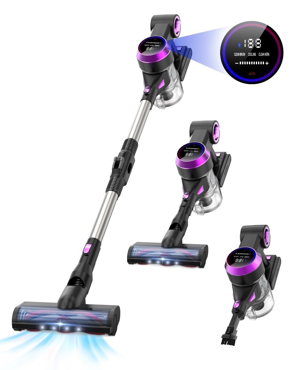 HawKam Cordless Vacuum CA006, 30Kpa Suction, 55Min Runtime, Ultra-Quiet, Lightweight