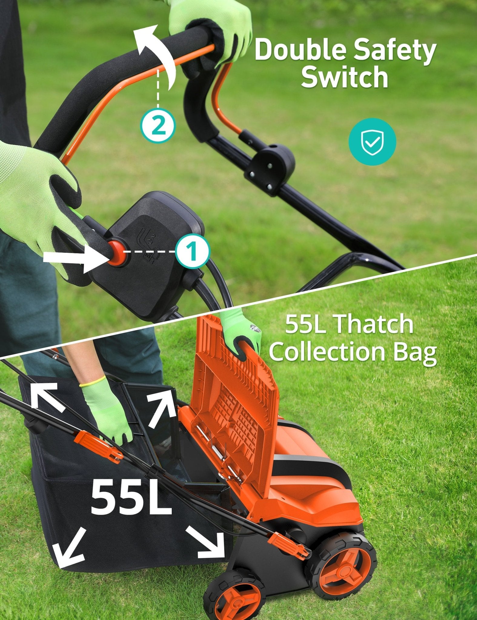 Aspiron 15Amp Electric Dethatcher Scarifier 16-Inch
