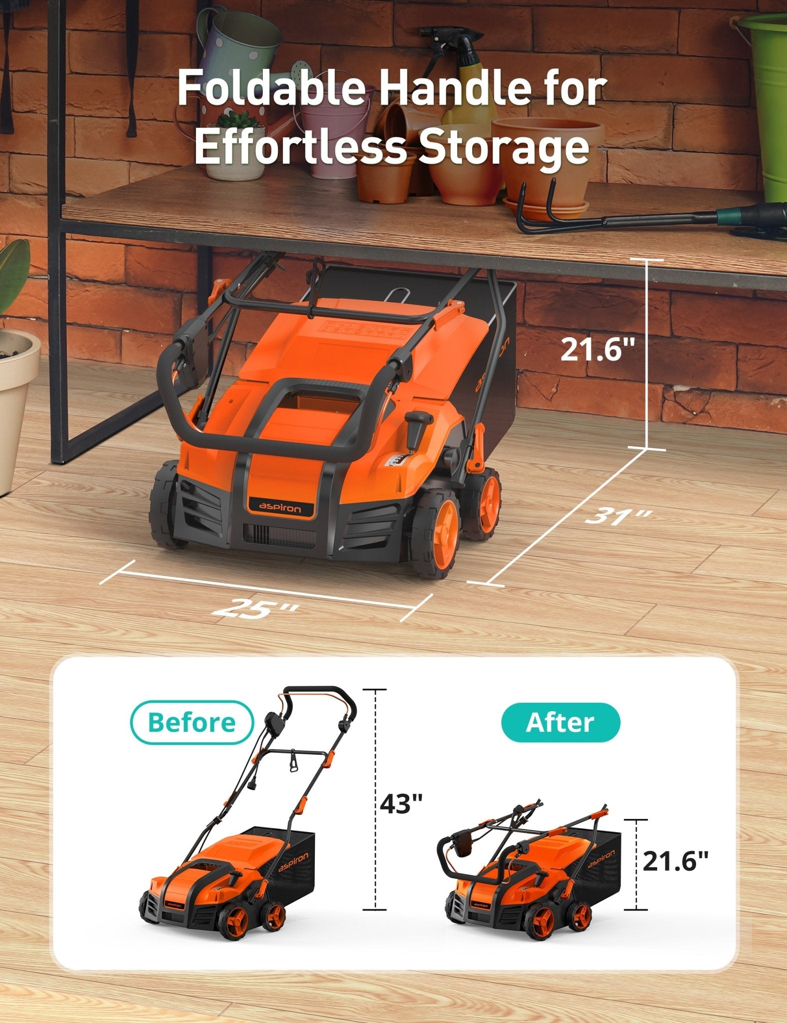 Aspiron 15Amp Electric Dethatcher Scarifier 16-Inch