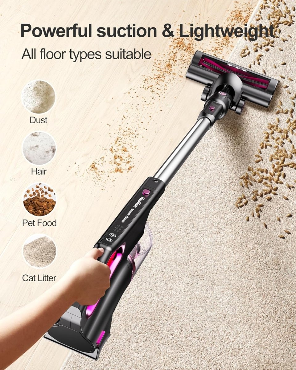 Powerful suction lightweight all floor types suitable. dust hair pet food cat
litter