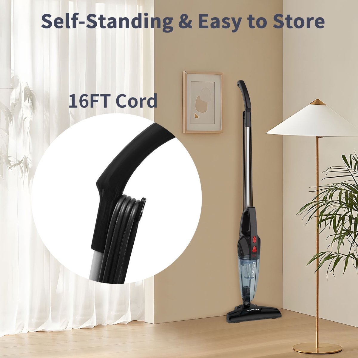 Aspiron 5-in-1 Lightweight Corded Stick Vacuum CA035,3-Stage Filtration