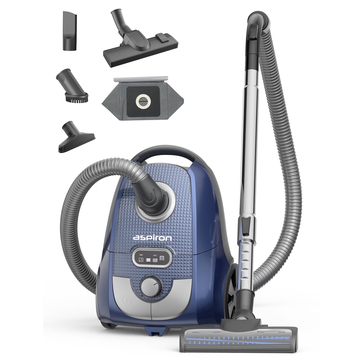 Bagged Canister Vacuum, TaoTronics Canister Vacuum Cleaner, 3.5L, H13 HEPA Filter, 5 Cleaning Tools, Pet-Friendly Vacuum Cleaner for Carpets, Hardwood Floors, Stairs, Pet Hair, Household, Blue