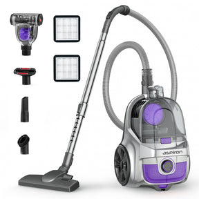 Aspiron CA006 Canister Vacuum, Upgraded 1600W Bagless Canister Vacuum Cleaner, Auto Cord Rewind, H13 HEPA Filter, 3.7Qt Large Capacity, 5 Tools for Hard Floors, Carpet, Pet, Upholstery, Tiles, Persimmon Visit the Aspiron Store