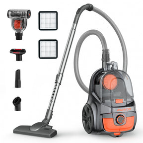 Aspiron CA006 Canister Vacuum, Upgraded 1600W Bagless Canister Vacuum Cleaner, Auto Cord Rewind, H13 HEPA Filter, 3.7Qt Large Capacity, 5 Tools for Hard Floors, Carpet, Pet, Upholstery, Tiles, Persimmon Visit the Aspiron Store