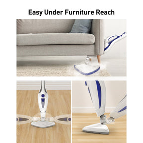 Steam Mop 12-in-1, 1500W Detachable Handheld Steam Cleaner, Fast 15s Heat-Up, 2 Dirt Grip Pads, Removes 99.99% Stubborn Stains for Hardwood Floors, Clothes, Windows, Tiles, Furniture, Blue
