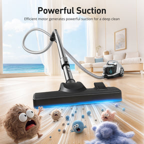 Orgtoy Canister Vacuum Cleaner, Upgraded 1600W Bagless Canister Vacuum Auto Cord Rewind, Brushless Motor, 4QT Dust Cup, HEPA Filter, 5 Tools for Hard Floors, Carpet, Pet, Upholstery, Tiles