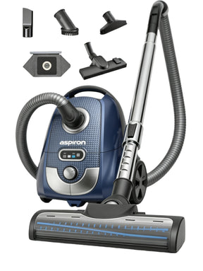 ASPIRON AS-CA029 Canister Vacuum Cleaner, 1600W Bagged Canister Vacuum Cleaner for Home