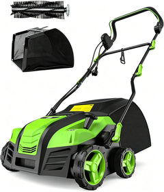 Aspiron GH002 16” Artificial Turf Sweeper 2000W Artificial Turf Vacuum 15Amp Grass Sweeper Yard Power Brush with 55L Removable Leaf Collection Bag, Quick-Fold, Keeps Clear Sweepy Box