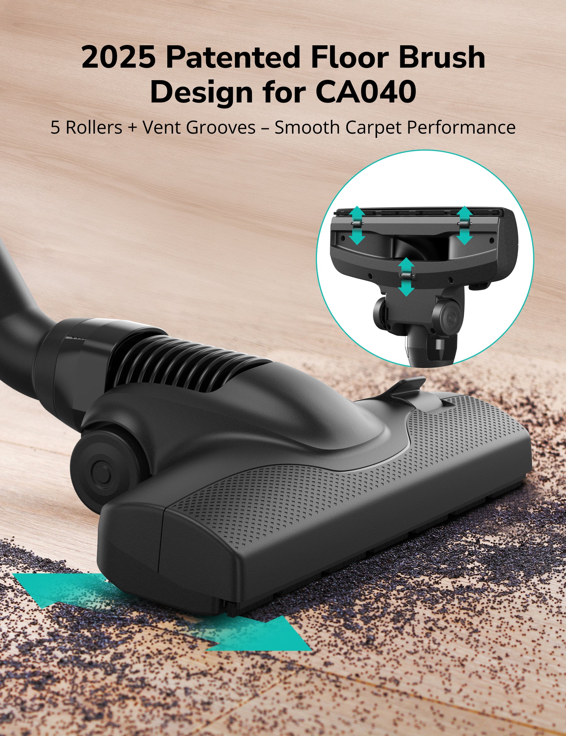 Aspiron Bagless Canister Vacuum Cleaner AS-CA040 5L Dust Bag, Easy to Push,