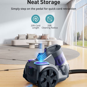 ASPIRON® 1700W Canister Vacuum Cleaner CA033，5-Stage Filtration