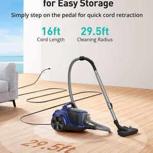 Aspiron® 1200W Bagless Vacuum Cleaner CA006, 3.7QT Capacity, Blue