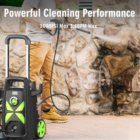 Aspiron SI-TH003 Power Washer Machine with Hose Reel, 4 Quick Connect Nozzles, Foam Cannon, for Cars, Patios, and Floor Cleaning
