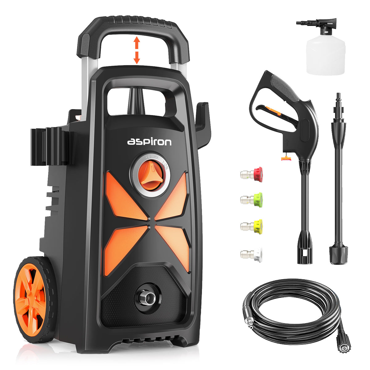 ASPIRON 3000 Max PSI 2.4 GPM Electric High Pressure Washer TH001, with 4 Quick Connect Nozzles