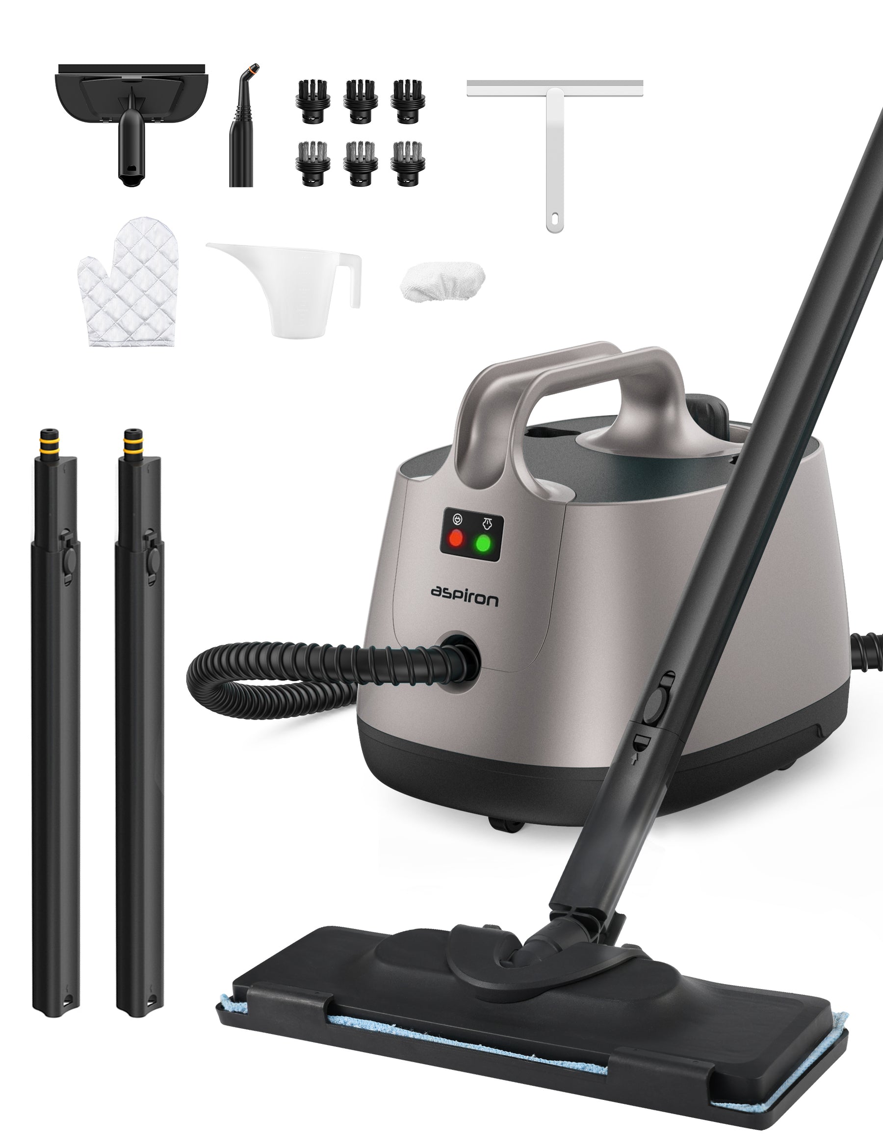 Aspiron CA019 Steam Cleaner, 293°F 58 PSI Powerful Multipurpose Handheld Steam Mop for Home Use, 21 Attachments, 50Oz Capacity, Heavy Duty Steamer for Carpets, Floors, Cars, Tiles, Crack Cleaning