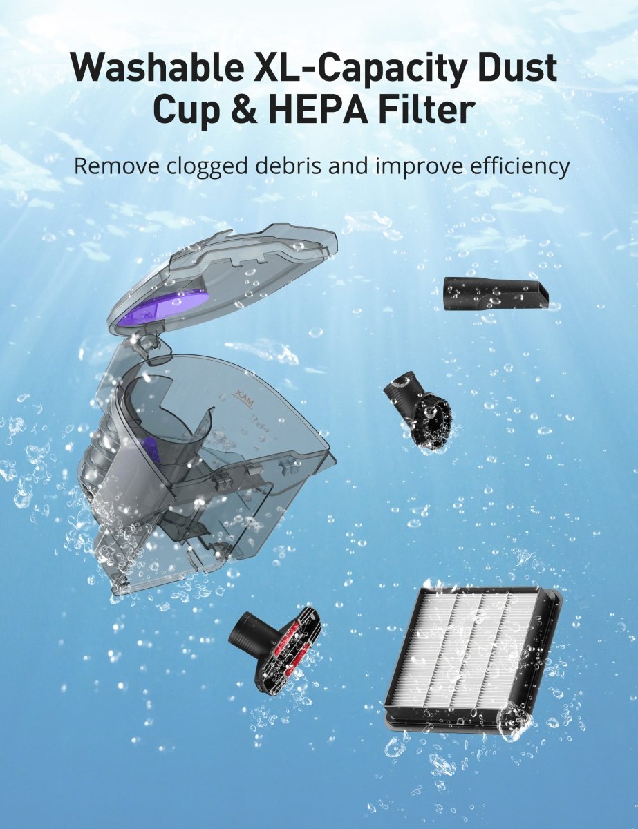 washable xl-capacity dust cup hepa filter