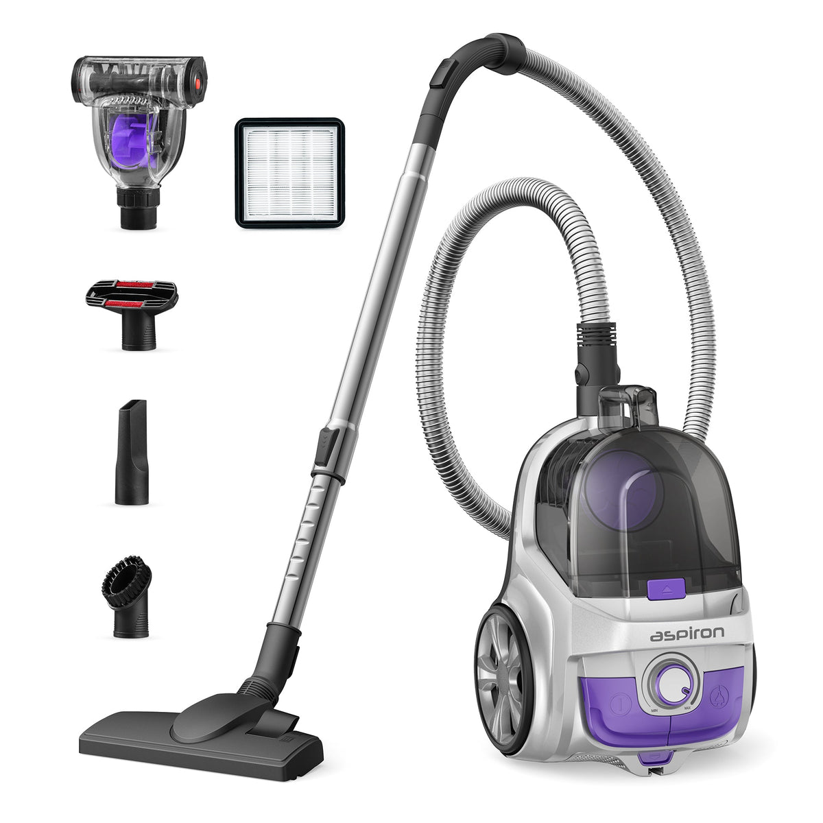 ASPIRON® 1200W Lightweight Bagless Vacuum Cleaner CA006, 3.7QT Capacity，Purple
