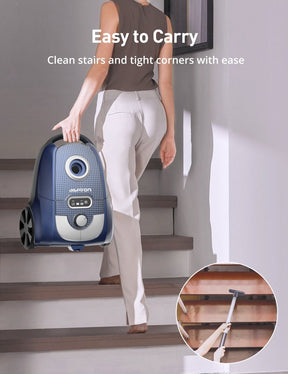 ASPIRON® Canister Vacuum Cleaner CA029, 1300W Bagged Canister Vacuum