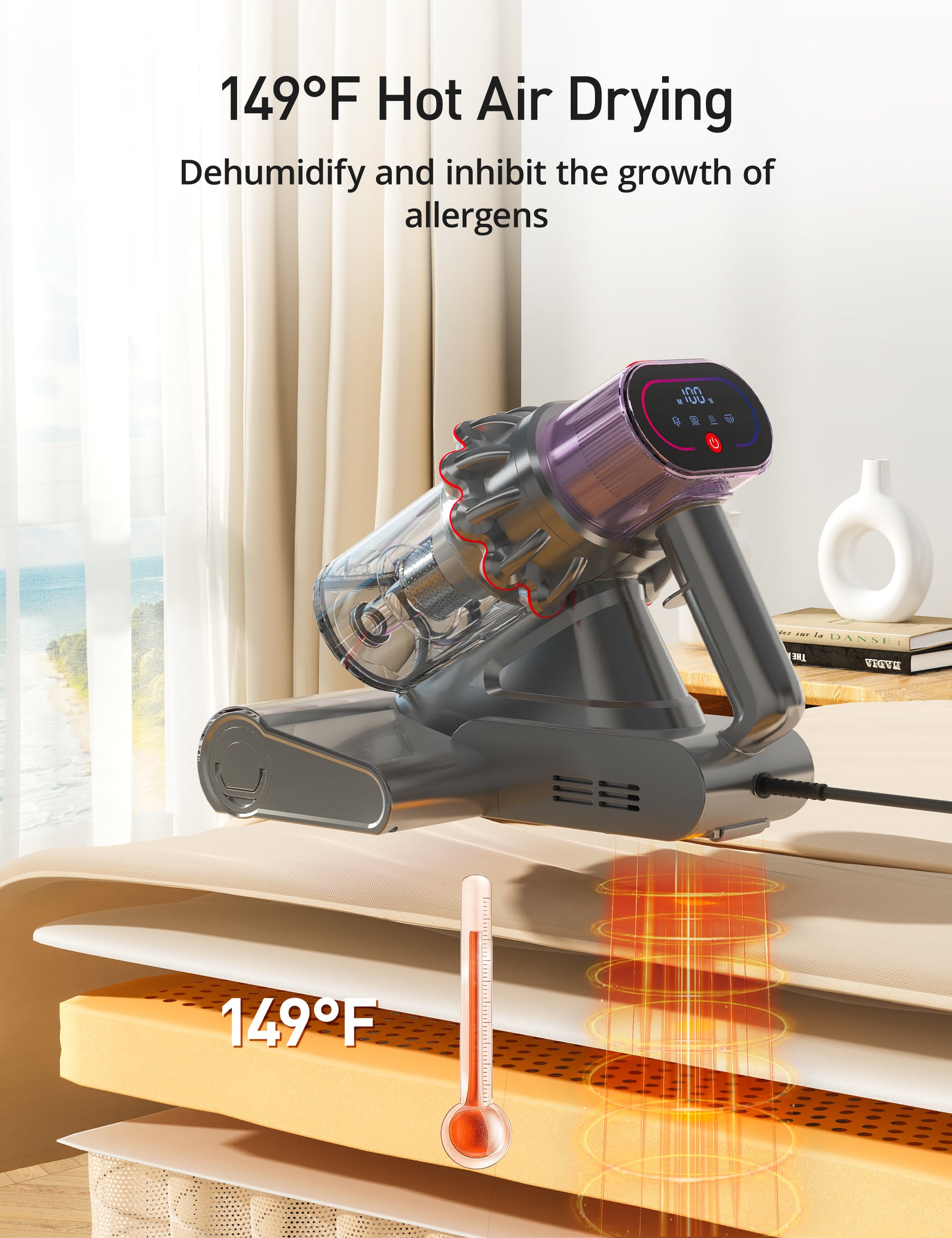 ASPIRON® 15Kpa Mattress Vacuum Cleaner CA032，99.9% Allergen Removal
