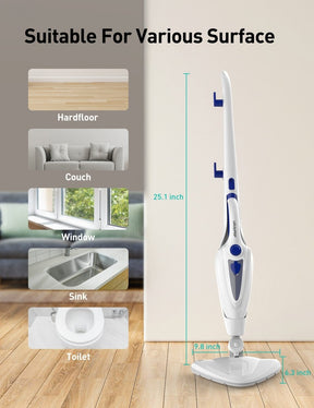 Aspiron AS-CA039 12-in-1 Steam Mop,1500W Steam Cleaner with Detergent Chamber 15S Heat-Up, Detachable Handheld Steamer, Removes 99.99% Stubborn Stains, Safe for Hardwood Floors, Windows, Tiles,Furniture