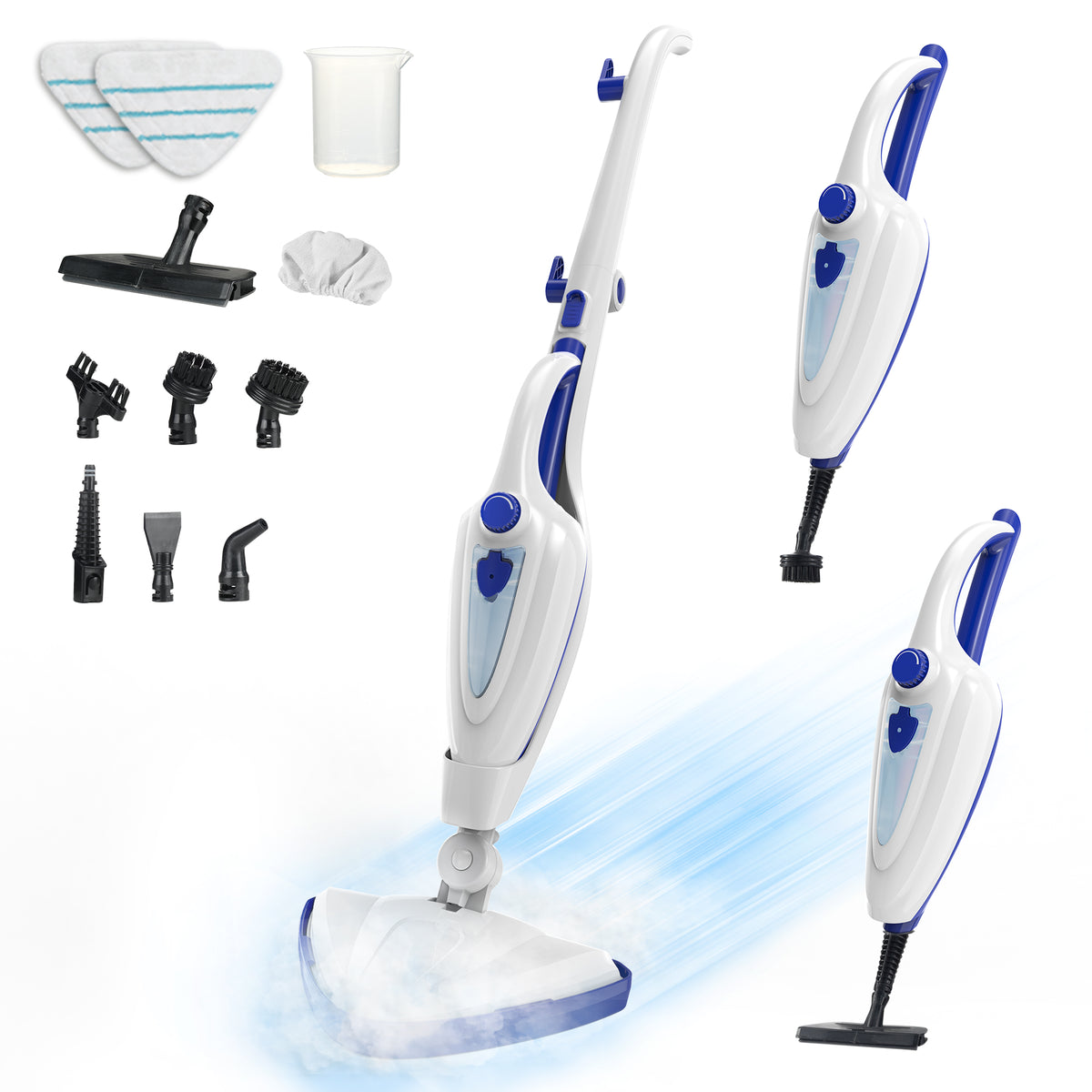 Aspiron CA039 12-in-1 Steam Mop, Fast 15-Sec Heat-Up, 1500W Detachable Handheld Steam Cleaner with 2 Dirt Grip Pads, Removes 99.99% Stubborn Stains for Hardwood Floors, Clothes, Windows, Tiles, Furniture