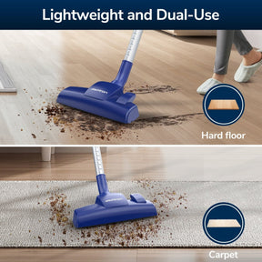 Lightweight and can be used on both hardwood floors and carpets.