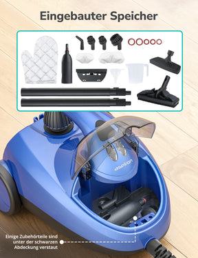 Aspiron AS-CA042 Dampfreiniger, Dampdruck 4 bar, Steam Cleaner 2000W Hochdruck-Dampfreiniger mit 145 °C Heißdampf, 18 Aufsätze, 1,5L Tank, 50 Min. – chemiefrei für Boden, Fugen, Küche & Bad