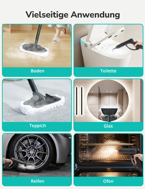 Aspiron AS-CA042 Dampfreiniger, Dampdruck 4 bar, Steam Cleaner 2000W Hochdruck-Dampfreiniger mit 145 °C Heißdampf, 18 Aufsätze, 1,5L Tank, 50 Min. – chemiefrei für Boden, Fugen, Küche & Bad