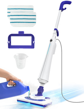 Aspiron CA044 Professional Steam Mop Cleaner, 1300W Floor Steamer with Detergent Chamber, 25S Heat Up, Lightweight Steamer for Cleaning with 2 Washable Pads, Safe for Tiles, Upholstery, Carpet, Hardwood