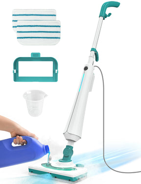 Aspiron CA044 Professional Steam Mop Cleaner, 1300W Floor Steamer with Detergent Chamber, 25S Heat Up, Lightweight Steamer for Cleaning with 2 Washable Pads, Safe for Tiles, Upholstery, Carpet, Hardwood