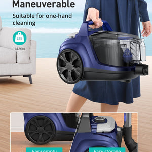 Aspiron® 1200W Bagless Vacuum Cleaner CA006, 3.7QT Capacity, Blue