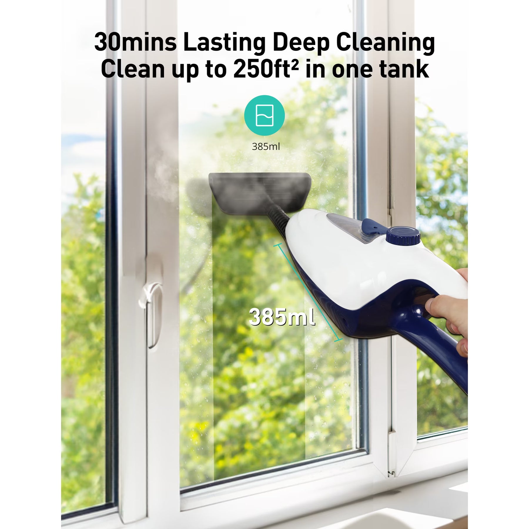 Steam Mop 12-in-1, 1500W Detachable Handheld Steam Cleaner, Fast 15s Heat-Up, 2 Dirt Grip Pads, Removes 99.99% Stubborn Stains for Hardwood Floors, Clothes, Windows, Tiles, Furniture, Blue