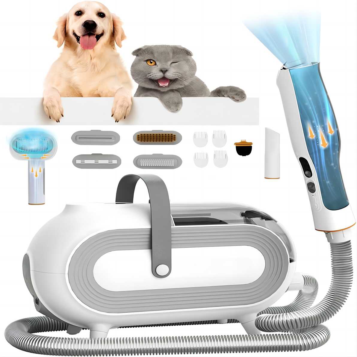 Dog Grooming Kit Vacuum PA002, Dog Clippers with 7-in-1 Pet Grooming Tools，1.8L Bust Box 2024