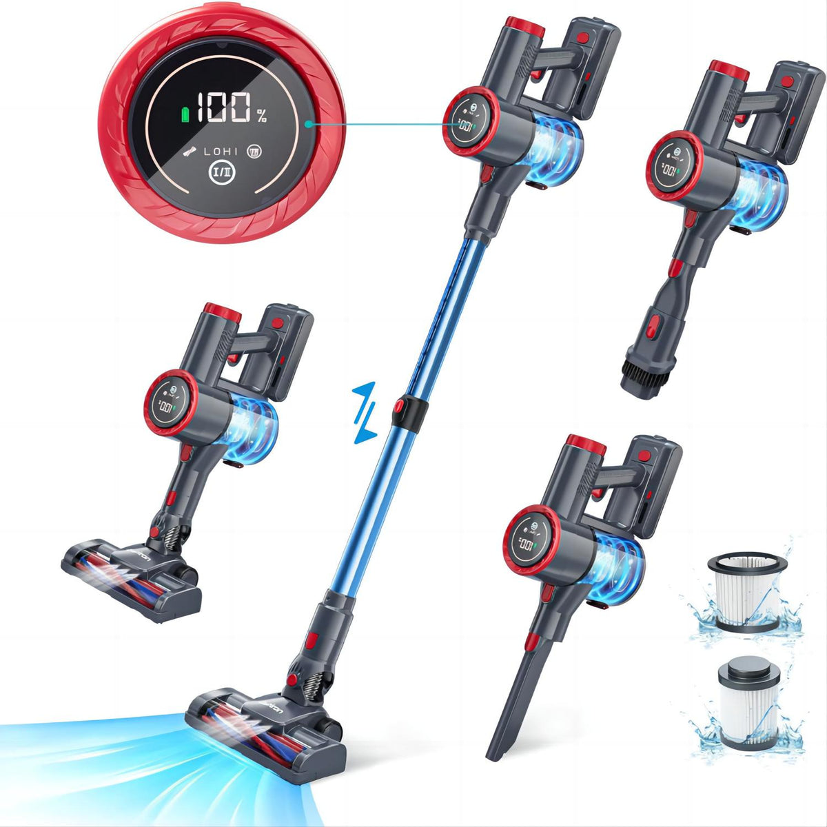 ASPIRON® Cordless Vacuum Cleaner  CA028，45 min Runtime with large LED Touch Display