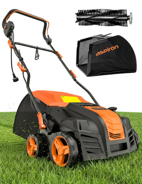 Aspiron 16” Artificial Turf Sweeper 2000W Artificial Turf Vacuum | 2000W Grass Sweeper Yard Power Brush with 55L Removable Leaf Collection Bag, Quick-Fold, Keeps Clear Sweepy Box