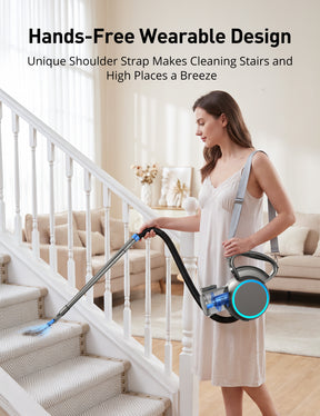 Aspiron CA054 Handheld Vacuum,Portable Vacuum with Crossbody Strap, 2 Suction,Easy Cleaning Design, Charging Base, 2.5FT Extended Hose & 2FT Rod, 600ML Dust Cup, HEPA Filter, for Home, Pet Hair, Car, Gap