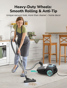CA040 Aspiron Bagless Canister Vacuum Cleaner AS-CA040 5L Dust Bag, Easy to Push
