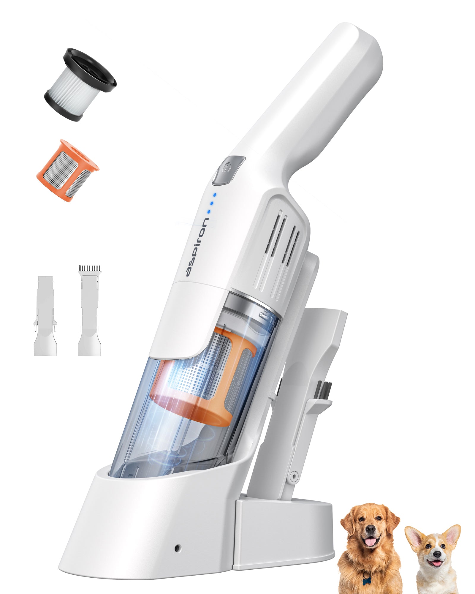 Aspiron® 24000pa Cordless Vacuum CA038, 99.9% Dust Removal, 2-in-1 Brush, Charging Dock