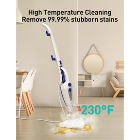 Steam Mop 12-in-1, 1500W Detachable Handheld Steam Cleaner, Fast 15s Heat-Up, 2 Dirt Grip Pads, Removes 99.99% Stubborn Stains for Hardwood Floors, Clothes, Windows, Tiles, Furniture, Blue