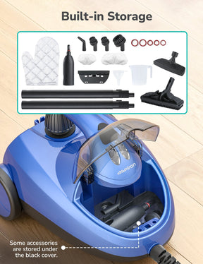 Aspiron Steam Cleaner CA042, Multipurpose Heavy Duty Canister Steamer, Built-In Storage