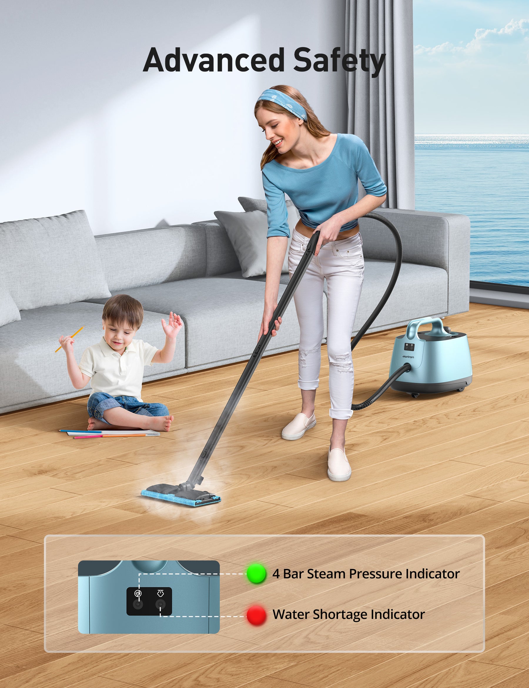 Multipurpose Steam Cleaning System Featuring Steam-Mop