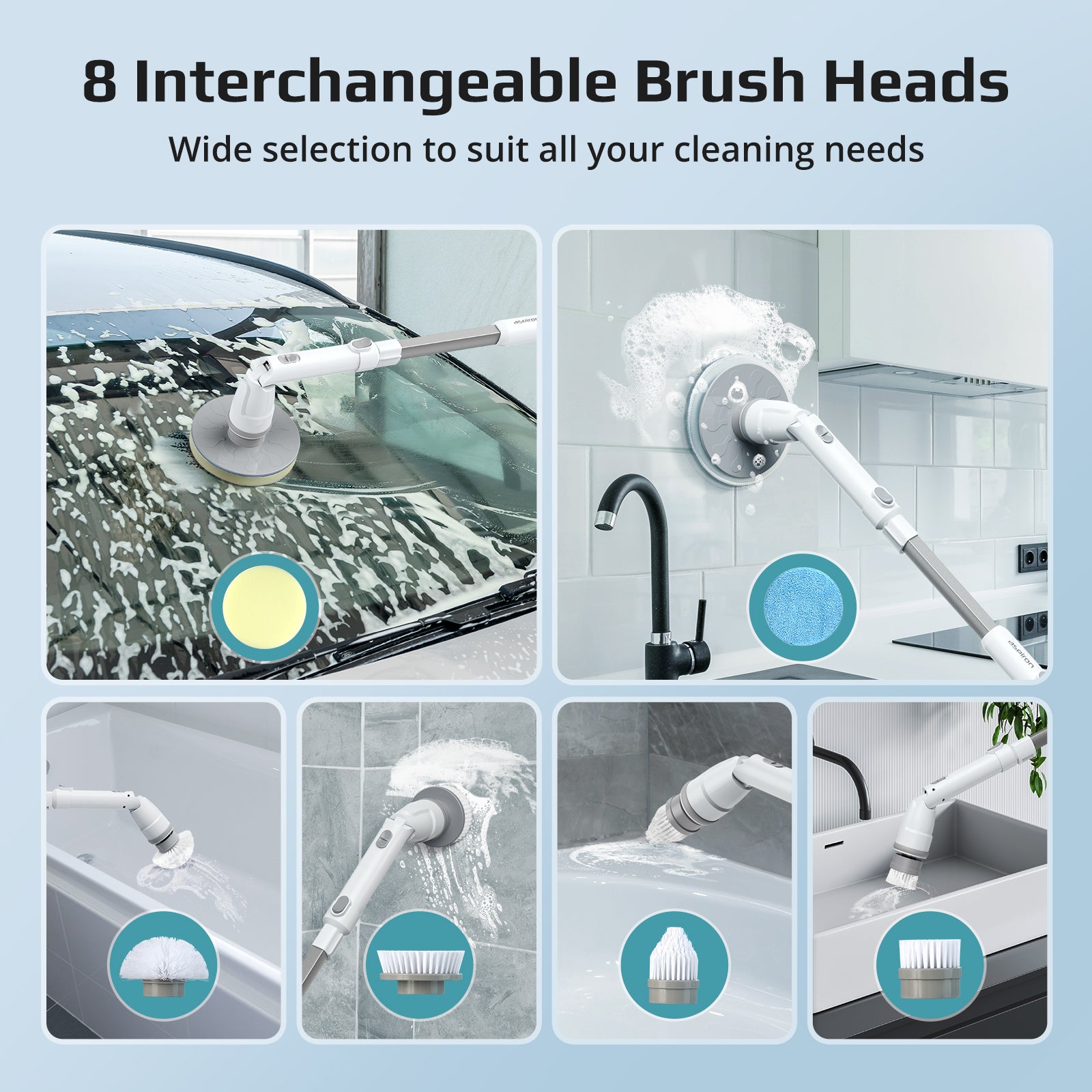 16 Replaceable Brush Heads for Electric Spin Scrubber Cordless