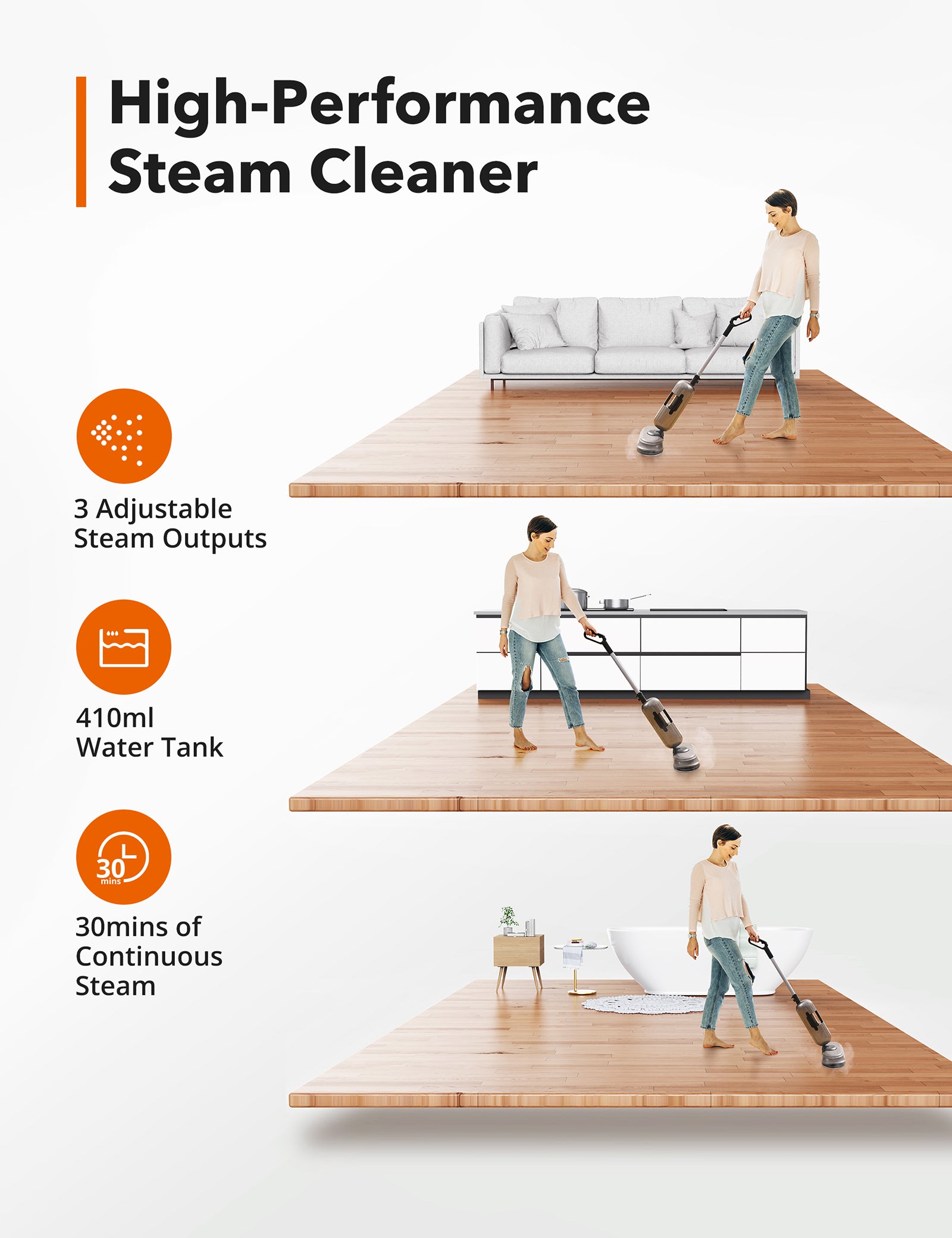electric spin scrub steam mop